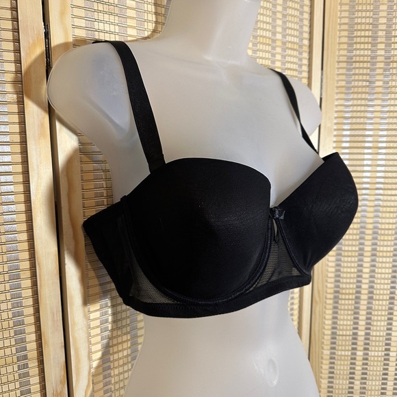Black Fuschia by Secret Lace 5 Way Convertible Bra Black Mesh 42D NWT - Picture 3 of 13